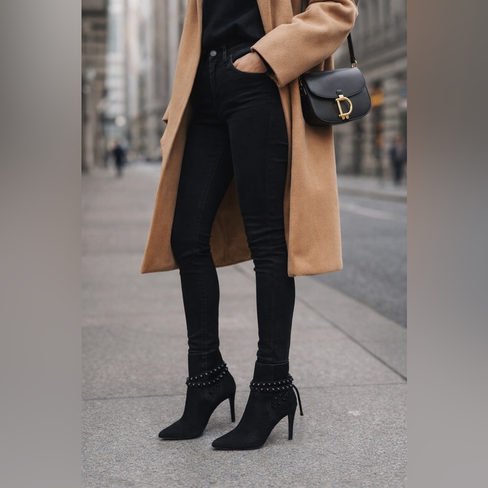 Valentino Garavani Rockstud Suede Ankle Boots Wrap Stud Heel Booties 37 - Picture 11 of 11
